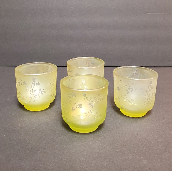 Vintage Yellow Iridescent Candle Holders - Picture 5 of 8